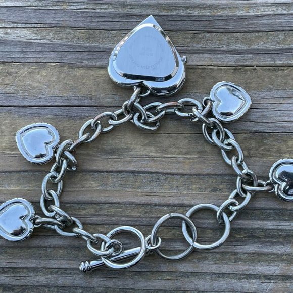 Women Watch Heart Shape Chain Bracelet Band Silver Tone Analog Wrist Watch - Picture 11 of 12